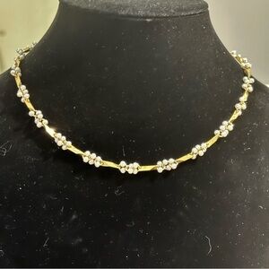 Vintage gold tone and seed pearls necklace
